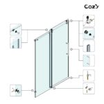 Cozy 44"-49"W x 76"H Frameless Single Sliding Shower Door, 3/8" Tempered Glass - Image 10