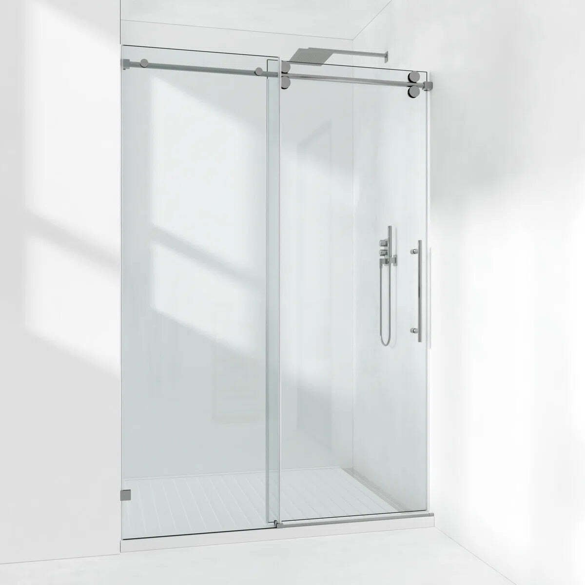 Cozy 50"-55"W x 76"H Frameless Single Sliding Shower Door, 3/8" Tempered Glass - Image 1