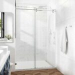Cozy 50"-55"W x 76"H Frameless Single Sliding Shower Door, 3/8" Tempered Glass - Image 2