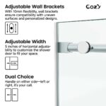 Cozy 50"-55"W x 76"H Frameless Single Sliding Shower Door, 3/8" Tempered Glass - Image 13