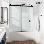 56-61" W x 66" H Frameless Double Sliding Tub Door - Image 2