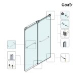 56-61" W x 66" H Frameless Double Sliding Tub Door - Image 8
