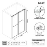 56-61" W x 66" H Frameless Double Sliding Tub Door - Image 11