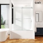 56-61" W x 66" H Frameless Double Sliding Tub Door - Image 3