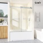 56-61" W x 66" H Frameless Double Sliding Tub Door - Image 2