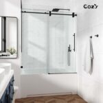 Cozy 44"-49"W x 76"H Frameless Single Sliding Shower Door, 3/8" Tempered Glass - Image 2