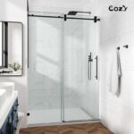 Cozy 50"-55"W x 76"H Frameless Single Sliding Shower Door, 3/8" Tempered Glass