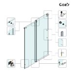Cozy 44"-49"W x 76"H Frameless Single Sliding Shower Door, 3/8" Tempered Glass - Image 8