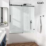 Cozy 44"-49"W x 76"H Frameless Single Sliding Shower Door, 3/8" Tempered Glass - Image 2