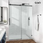 Cozy 44"-49"W x 76"H Frameless Single Sliding Shower Door, 3/8" Tempered Glass