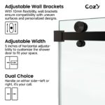 Cozy 44"-49"W x 76"H Frameless Single Sliding Shower Door, 3/8" Tempered Glass - Image 3