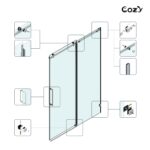 Cozy 44"-49"W x 76"H Frameless Single Sliding Shower Door, 3/8" Tempered Glass - Image 8