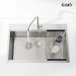 Stainless Steel Kitchen Sink, 33″x22″ Single Bowl, Overmount Handmade Sink in Black, with Cutting Board, Colander, SS-BL01D-332208-2 - Image 24
