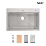 Stainless Steel Kitchen Sink, 33″x22″ Single Bowl, Overmount Handmade Sink in Black, with Cutting Board, Colander, SS-BL01D-332208-2 - Image 22