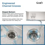 Stainless Steel Kitchen Sink, 33″x22″ Single Bowl, Overmount Handmade Sink in Black, with US Standard Drain and Hook,SS-BL02D-332212 - Image 4