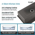 Stainless Steel Kitchen Sink, 33″x22″ Single Bowl, Overmount Handmade Sink in Black, with Cutting Board, Colander, SS-BL01D-332208-2 - Image 17