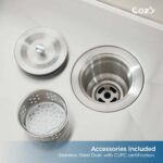 Stainless Steel Kitchen Sink, 33″x22″ Single Bowl, Overmount Handmade Sink in Black, with US Standard Drain and Hook,SS-BL02D-332212 - Image 8
