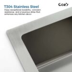 Stainless Steel Kitchen Sink, 33″x22″ Single Bowl, Overmount Handmade Sink in Black, with US Standard Drain and Hook,SS-BL02D-332212 - Image 9