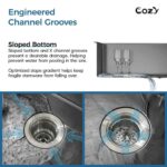 Stainless Steel Kitchen Sink, 33″x22″ Single Bowl, Overmount Handmade Sink in Black, with US Standard Drain and Hook,SS-BL02D-332212 - Image 10