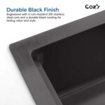Stainless Steel Kitchen Sink, 33″x22″ Single Bowl, Overmount Handmade Sink in Black, with Cutting Board, Colander, SS-BL01D-332208-2 - Image 7