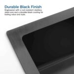 Stainless Steel Kitchen Sink, 33″x22″ Single Bowl, Overmount Handmade Sink in Black, with US Standard Drain and Hook,SS-BL02D-332212 - Image 15