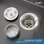 Stainless Steel Kitchen Sink, 33″x22″ Single Bowl, Overmount Handmade Sink in Black, with US Standard Drain and Hook,SS-BL02D-332212 - Image 17