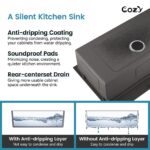 33″x19″ Stainless Steel Kitchen Sink, Single Bowl, Undermount Handmade Sink in Brushed, with Cutting Board, Colander, SS-BR07D-331908 - Image 5