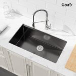 33″x19″ Stainless Steel Kitchen Sink, Single Bowl, Undermount Handmade Sink in Brushed, with Cutting Board, Colander, SS-BR07D-331908 - Image 7