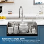 33″x19″ Stainless Steel Kitchen Sink, Single Bowl, Undermount Handmade Sink in Brushed, with Cutting Board, Colander, SS-BR07D-331908 - Image 9