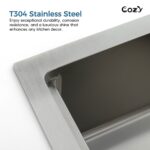 33″x19″ Stainless Steel Kitchen Sink, Single Bowl, Undermount Handmade Sink in Brushed, with Cutting Board, Colander, SS-BR07D-331908 - Image 15