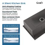 33″x19″ Stainless Steel Kitchen Sink, Single Bowl, Undermount Handmade Sink in Brushed, with Cutting Board, Colander, SS-BR07D-331908 - Image 17