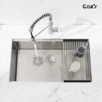 33″x19″ Stainless Steel Kitchen Sink, Single Bowl, Undermount Handmade Sink in Brushed, with Cutting Board, Colander, SS-BR07D-331908 - Image 19