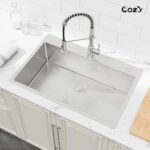 Stainless Steel Kitchen Sink, 33″x22″ Single Bowl, Overmount Handmade Sink in Black, with US Standard Drain and Hook,SS-BL02D-332212 - Image 20