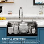 Stainless Steel Kitchen Sink, 30″x22″ Single Bowl, Overmount Handmade Sink in Black, with Cutting Board, Colander, SS-BR01D-302208 - Image 19