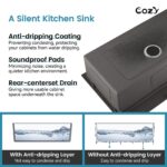 Stainless Steel Kitchen Sink, 30″x22″ Single Bowl, Overmount Handmade Sink in Black, with Cutting Board, Colander, SS-BR01D-302208 - Image 24