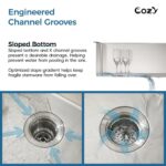 Stainless Steel Kitchen Sink, 33″x22″ Single Bowl, Overmount Handmade Sink in Black, with US Standard Drain and Hook, SS-BR02D-332212 - Image 5