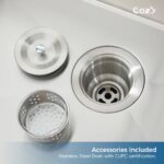 Stainless Steel Kitchen Sink, 33″x22″ Single Bowl, Overmount Handmade Sink in Black, with US Standard Drain and Hook, SS-BR02D-332212 - Image 6