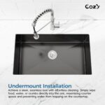 33" L Undermount Single Bowl Stainless Steel Kitchen Sink with Basket Strainer - Image 9