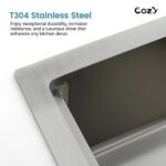 Stainless Steel Kitchen Sink, 36″x22″ Single Bowl, Overmount Handmade Sink in Brushed, with Cutting Board, Colander, Grid, SS-BR01-362208 - Image 8