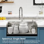 Stainless Steel Kitchen Sink, 36″x22″ Single Bowl, Overmount Handmade Sink in Brushed, with Cutting Board, Colander, Grid, SS-BR01-362208 - Image 9