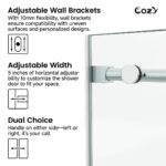 56-61" W x 72" H Frameless Single Sliding Shower Door with 3/8" (10mm) Clear Tempered Glass, Shatter-Resistant Film - Image 8