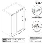 56-61" W x 60" H Frameless Single Sliding Tub Door with 3/8" (10mm) Clear Tempered Glass, Shatter-Resistant Film - Image 5