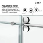 62-67" W X 76" H Frameless Single Sliding Shower Door with 3/8" (10mm) Clear Tempered Glass, Shatter-Resistant Film - Image 3