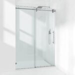 62-67" W X 76" H Frameless Single Sliding Shower Door with 3/8" (10mm) Clear Tempered Glass, Shatter-Resistant Film - Image 14